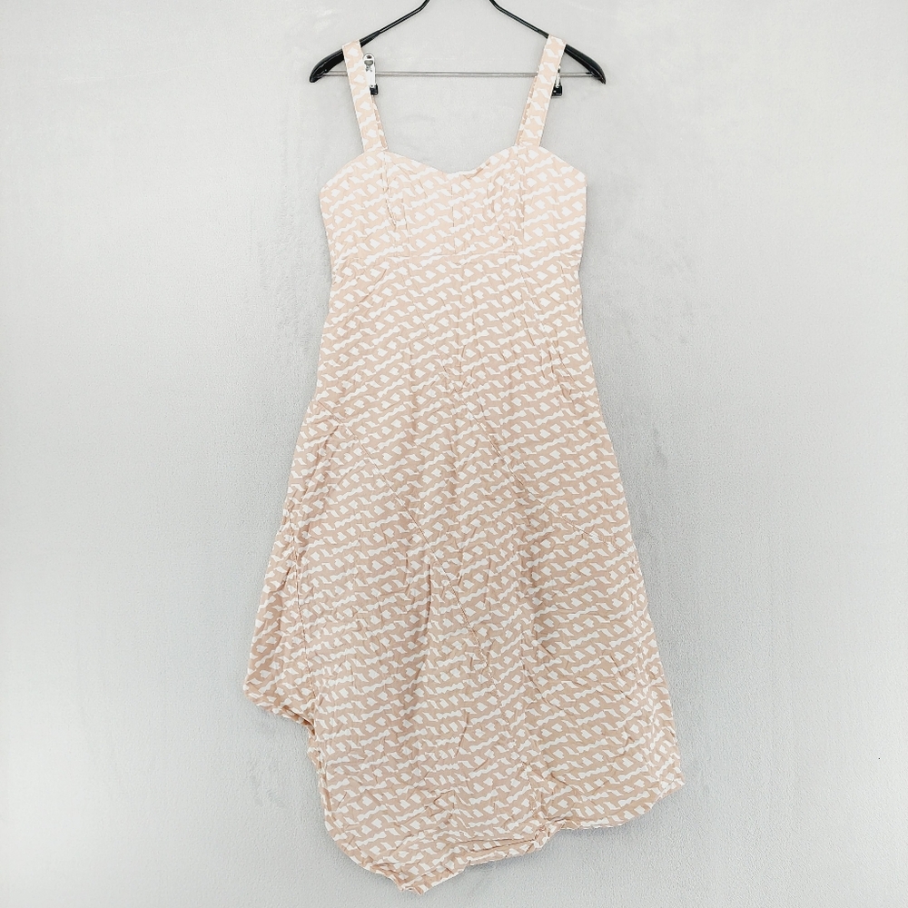 Du Paradis Asymmetric Hem Cotton Midi Dress in Natural Chain P224 - Picture 2 of 8